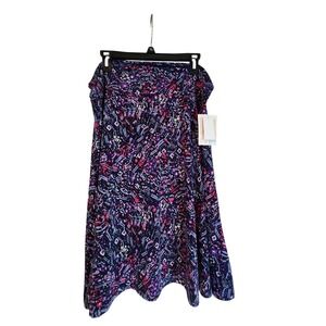 LuLaRoe Azure Skirt NWT 2XL Purple Pink Abstract Geometric Stretch Pencil Plus